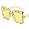 Gafas de sol de cielo estrellado completo montura grande chapada en diamante gafas de sol cuadradas estilo callejero de moda gafas de sol de personalidad transfronterizas para mujer sensación de alta gama
