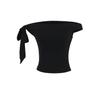 Camiseta Europeia e Americana de Alça Ombro a Ombro Slim-Fit Verão Justa Garota Apimentada Chic Ultracurta Sexy Top Garota Apimentada