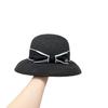Sombrero de Paja con Cinta de Lazo Moda Retro Británica Sombrero de Cúpula Verano Casual Transpirable Sombrero Parasol