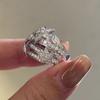 Anel de Diamantes Completo Vintage de Indústria Pesada Europeia e Americana Anel Estrela Multicamadas Anel Luxuoso Leve Luxuoso Deslumbrante de Alta Qualidade