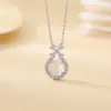 Yuebao Jewelry Collar de Calcedonia Blanca Natural Plata de Ley S925 Lazo Estilo Lujo Ligero Mismo Estilo Xiaohongshu Cadena para Clavícula Venta al por Mayor