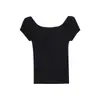 Elegante top de estilo francés Wanwei para mujer, nuevo modelo de verano 2026, hombros descubiertos, escote Bardot, corte ajustado, de punto, manga corta P5359