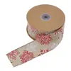 Cinta de Navidad con Borde de Alambre de Terciopelo Imitación Lino para Decoración de Árbol de Navidad, Material para Lazos, Cinta con Borde Cortado