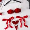 Conjunto de Lingerie Europeu Estilo Japonês Fresco Respirável Renda Bordada Laço Grande Dupla Face Fita de Cetim Doce Maduro Sexy Simples