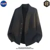 Suéter Cardigan de Tricô de Alta Qualidade da Marca NASA Masculino Outono Casual Simples Cool Estilo Old Money Top Jaqueta
