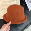 Chapéu de Lã Retro com Borda Enrolada Estilo Coreano para Mulheres, Outono e Inverno, Chapéu de Pescador Elegante e de Alta Qualidade, Versátil, Chapéu Bucket que Afina o Rosto