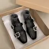 2026 Primavera/Verano Nuevo Estilo Comercio Exterior Zapatos Planos de Cuero de Una Sola Correa Estilo Francés Inspirados en Chanel Zapatos de Mujer con Pedrería Transfronterizo