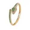 Pulsera Abierta Temática de Animales Serpiente Verde Transfronteriza con Diamantes, Joyería de Gama Alta de Personalidad de Nicho Versátil, Accesorios de Lujo Ligero para Mujer