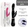Vibrador de coelho masturbador feminino ponto g vibrador duplo carregamento conversão de frequência vara av brinquedos sexuais adultos atacado