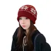 Nuevo gorro jacquard con cordón para otoño e invierno, sombrero de punto versátil estilo coreano para circunferencia de cabeza grande, protección para las orejas, sombrero cálido para clima frío