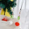 Árbol de Navidad transfronterizo pompón verde hoja de vidrio colgante cordón para teléfono móvil funda de teléfono accesorio de decoración con cuentas