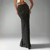 Saia de Bolinhas de Luxo Leve de Alta Qualidade para Mulheres, Saia Longa de Verão com Cintura Alta, Drapeada, Estilo Cauda de Peixe, Elegante e Emagrecedora, Estilo de Férias, Versátil