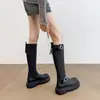 923-1 Botas Altas Sin Pintar 2025 Nuevas Botas de Caballero con Suela Gruesa para Modificar la Forma de la Pierna y Aspecto Adelgazante Botas Negras Ensanchadas