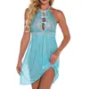 Bata de Malla para Mujer, Cuello Halter, Espalda Descubierta, Lencería de Encaje, Ropa de Dormir Sexy Transparente Transfronteriza Europea y Americana, Suministro de Aliexpress