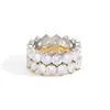 Anillos Estilo Europeo y Americano Wanxing Acero Inoxidable Chapado en Oro de 18 Quilates Joyería de Circonita Estilo Clásico Transfronterizo Anillos de Lujo Ligero de Nicho Venta al por Mayor