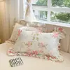 Juego de Falda de Cama Acolchada Estampada 100% Algodón Falda de Cama Engrosada Cubre Cama Funda Nórdica Ropa de Cama Individual Doble Comercio al por Mayor