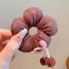 Diadema de Tela Estampada Otoño e Invierno para Niños Coreanos Anillo de Intestino Floral de Puntos Lindos Accesorios para el Cabello de Niña con Lazo Dulce