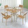 Mesa y Sillas de Plástico Madera para Exteriores Combinación Set de Sillas para Exterior Jardín Ocio Aire Libre Cafetería Comedor Patio Mesa y Sillas
