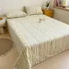 Sábana de tela gruesa a cuadros a rayas, juego de tres piezas para dormitorio de estudiantes, individual o doble, funda de almohada de tela gruesa vieja