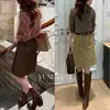 CUIYUNE Camisa de Lino Rayada Espiga Vintage Relajado Estilo Artístico Teñida en Hilo WWJ26004