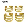 Wt-Jf357 Exportação Mais Vendido Design Único em Três Camadas Recortado Textura de Latão Abertura Suave Pulseira para Meninas