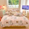 Roupa de Cama para Dormitório Estudantil Macia e Fofa Leite Veludo Lolita Conjunto de Quatro Peças - Lolita