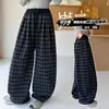 Pantalones de lana a cuadros estilo coreano para primavera y otoño 2026 para niñas, pantalones infantiles elegantes