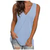 Jaqueta T-shirt feminina de cor sólida, solta, com decote V e sem mangas, 14 cores, 6 tamanhos, explosões de verão da Amazon, Europa e Estados Unidos, grande estoque