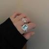 Anillo abierto de circonita cuadrada geométrica para mujer, diseño de estudiante, sentido avanzado, anillo personalizado de moda ajustable.