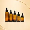 Frasco de óleo essencial marrom em estoque 30ml, frasco conta-gotas marrom de ombro reto 50ml, frasco de sérum à prova de luz, frasco dosador cosmético