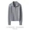 Suéter de Cashmere para Mulheres, Cashmere Puro, Cardigan Tricotado com Gola Reversível, Zíper Duplo, Cor Sólida, Listrado, Jaqueta Top Solta