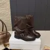 Botas de Vaquero Occidentales Retro con Hebilla de Cinturón, Colección Otoño 2026 Nueva, Tacón Grueso, Botas Altas hasta la Rodilla, Botas de Monta para Mujer de Media Pantorrilla