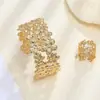 Conjunto de Pulsera y Anillo de Flor de Doble Capa Fresco Elegante de Moda de Nicho Transfronterizo Europeo y Americano Adecuado para Vacaciones Diarias de Mujeres