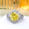 Anillo de lujo de moda, combinable con todo, elegante, con incrustaciones de diamantes de alto carbono, corte cuadrado de flor de hielo, diseño de nicho de alta calidad, elegante para mujer