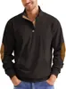Prenda de punto de cuello alto para otoño e invierno transfronteriza, pana con detalles de cuero, sudadera de color liso, top casual a rayas para hombre estilo europeo y americano