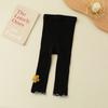 Calças de Algodão Penteado Novo Outono e Inverno 2025 Girassol Babado Infantil Calças Nove Pontos Leggings Bebê Menina Estilo Coreano