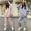Nuevo traje deportivo de dos piezas de moda para mujer, de invierno, comercio exterior, transfronterizo, urbano, casual, con felpa, suministro al por mayor para mujeres