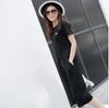 Verão Nova Roupa Feminina Estilo Coreano Manga Curta Top Sete Pontos Duas Peças Calças Wide-leg Saia Casual Fashion Suit