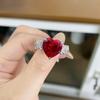 Anillo de amor en forma de corazón de plata esterlina S925 con trémolo transfronterizo entre Europa y Estados Unidos, anillo de circonita caibao para mujer, venta al por mayor, diamante de alto carbono