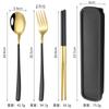 Conjunto Portátil de Talheres de Aço Inoxidável Garfo Colher Hashi Conjunto Caixa de Armazenamento para Presente Estudante Utensílios de Mesa Estilo Coreano Conjunto de Três Peças