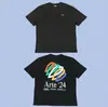 Arte Antwerp Versão de Luxo Estilo de Rua Americano Estampa Retro Camiseta Casual Masculina de Manga Curta Tendência