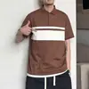 Camisa Polo de Hombre con Bloques de Color Manga Corta Verano Nuevo Ins Marca de Moda Casual Americano Cuello Camisero Camiseta Superior