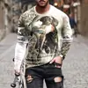 Moda de pesca para hombre, manga larga, otoño, impresión digital 3D, nueva calle, holgada, casual, transfronteriza, comercio exterior, producto popular