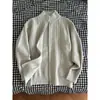 Cardigã de malha com gola alta estilo japonês e zíper duplo, suéter jacquard texturizado masculino de caimento solto com ombros caídos, peça de outer wear casual para sobreposição
