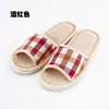 2026 Nuevas Pantuflas de Tela para Primavera y Otoño con Superficie de Tela a Cuadros para Mujer, Cuadros Puros para Uso en Casa, Silenciosas para Interiores, Retro, Venta al por Mayor