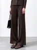 Conjunto de Otoño/Invierno Maillard para Mujer: Un conjunto completo que incluye un abrigo cárdigan de mezcla de lana, pantalones rectos holgados y un elegante traje plisado.