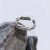 Anillo Ajustable de Apertura Trenzado Twist para Hombre y Mujer Hip-Hop Plateado Línea de Onda Antigua Combinación Suministro Anillo para Dedo de Comida