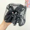 Scrunchie de Rede com Pérolas Coreano de Alta Qualidade, Elástico de Cabelo Artístico Estilo Preguiçoso, Corda Simples Grande para Rabo de Cavalo para Mulheres