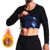 Terno de moletom europeu e americano plus size, modelador masculino, gola redonda, cintura, manga comprida, abdômen justo, sauna, esportes, fitness