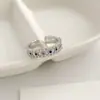 Anel Colorido de Zircônia Micro-Incrustado Estilo Coreano para Mulheres, Anel Aberto de Luxo Leve de Nicho de Alta Qualidade, Nova Joia Versátil Personalizada
